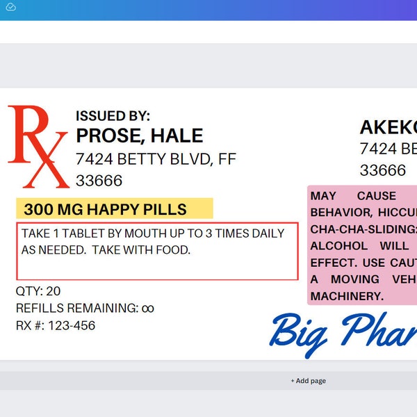 Best Rx Label Prescription Label Template | Editable Horizontal RX Bottle Label ...