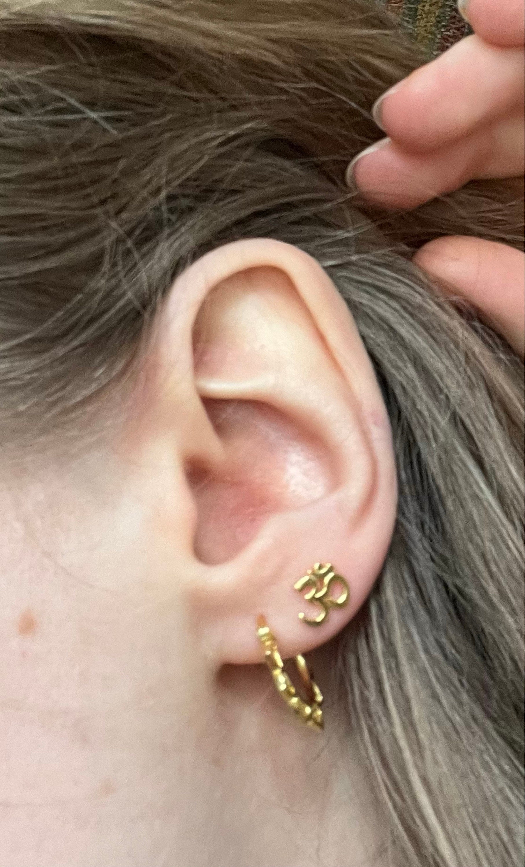Om Stud Earrings in Sterling Silver, Silver or Gold, Buddhist Earrings, Meditation Earrings, Yoga Earrings