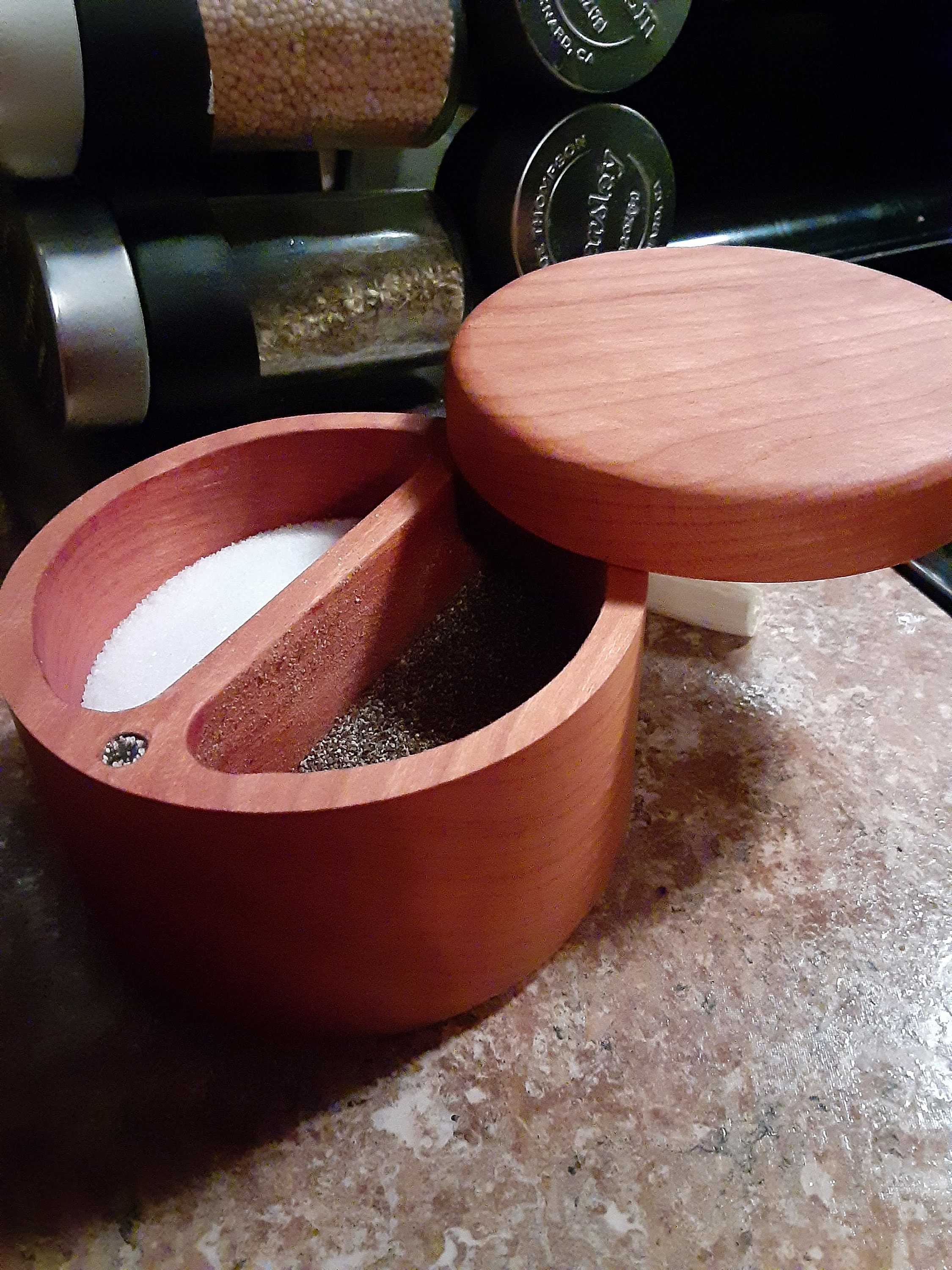 Wooden Salt and Pepper Box/Cellar, Spice Box, Wooden Spice Bowl, Rustic