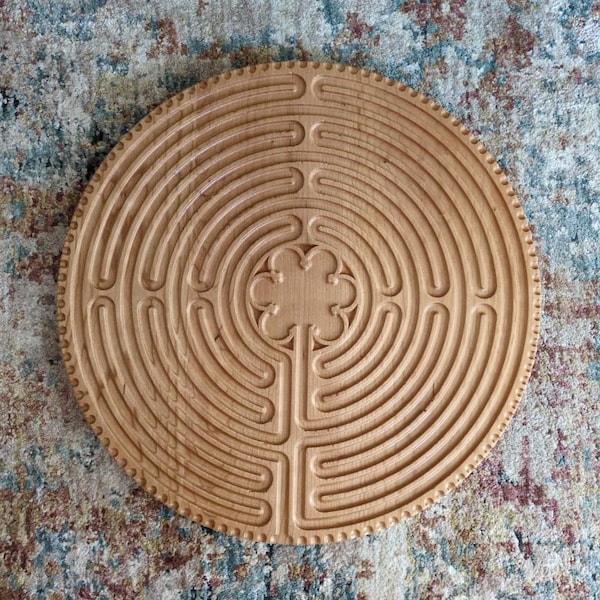 Chartres Wood Carved 11 Circuit Finger Labyrinth, Meditation Chartres ...