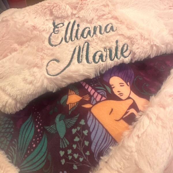 Boho Mermaids Personalized Minky Blanket main image 1