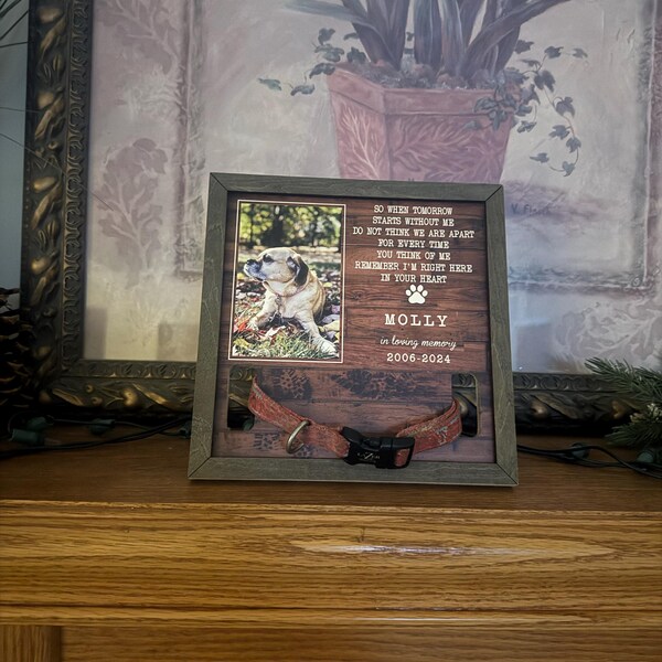 Memorial Pet Loss Frame - Dog or Cat, Puppy Memorial Wood Frame With ...