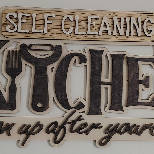 Self Cleaning Kitchen SVG File: Laser Cut Wall Decor Plaque (digital ...