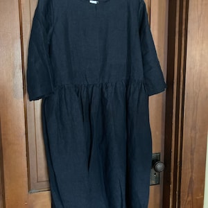 Linen Dress With Pockets Linen Loose Fit Dress Linen Midi Dress - Etsy