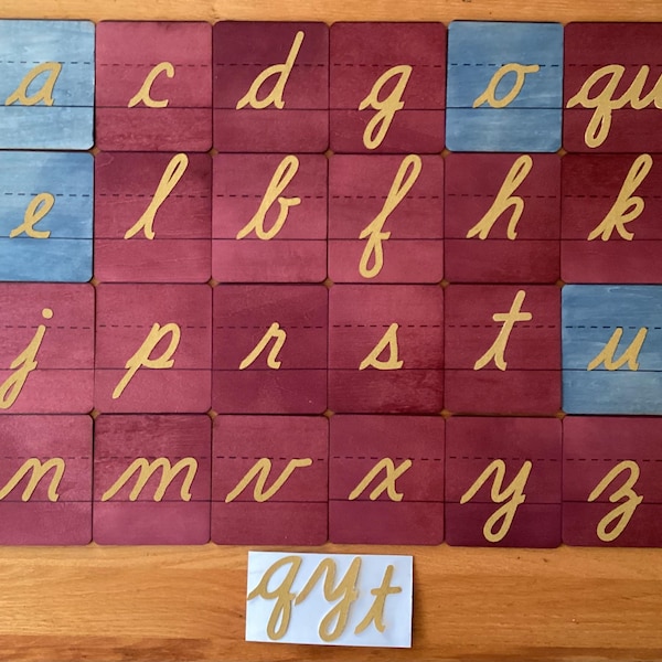 Montessori Style Wood Sandpaper Letters, Lowercase Cursive Alphabets ...