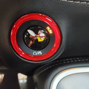 2015-Present Challenger/Charger Push Button Trim Ring In Red Black Honeycomb 2015-Present Challenger/Charger Push Button Trim Ring In Red Black Honeycomb