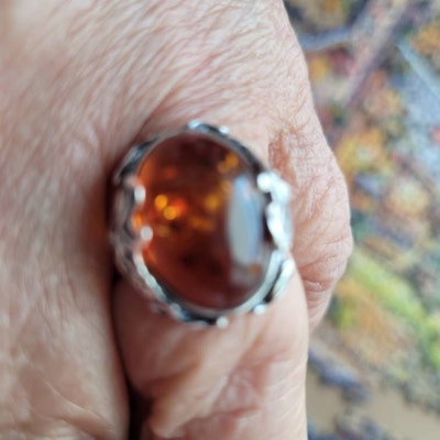 Vintage Natural Baltic Amber Ring Gift for Her Sterling - Etsy