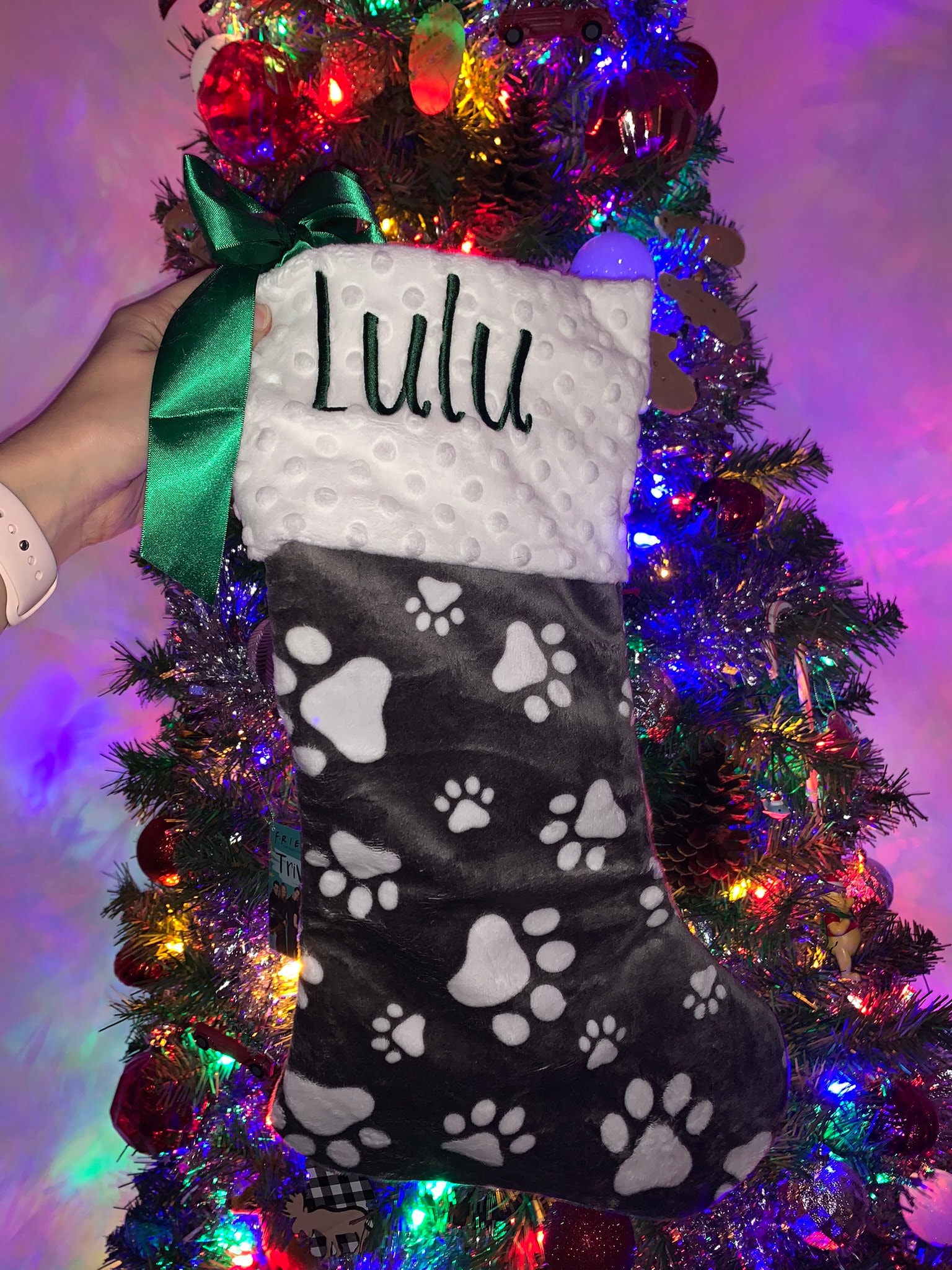 Paw Print Dog Stocking, Dog Christmas Stocking, Paw Print Christmas Stocking, Personalized Pet Christmas Stocking, Dog Christmas Stocking