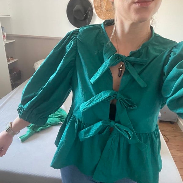 Tie Front Blouse PDF Sewing Pattern / Bow Front (crop) Top / 12 Sizes ...