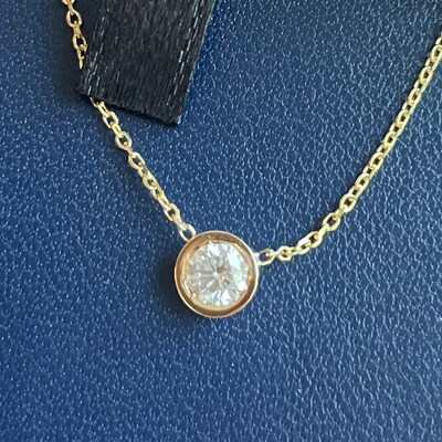 Diamond Necklace 0.18ct/ Diamond Solitaire Necklace / 14k Gold Diamond ...