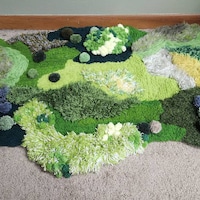 Handmade Latch Hook Moss Rug: Green Abstract Art Rug - Etsy Canada