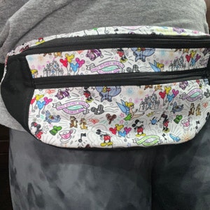 Disney Sketch Dooney Inspired Double Zipper Fanny Pack Bum Bag