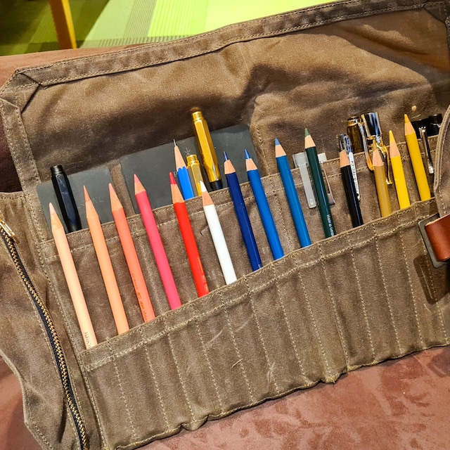 Artist Roll Up Pencil Bag 24 Holes Artists Pencil Case Roll Brush
