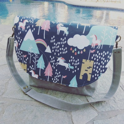Unicorn Fabric Unicorn Love Large by Papercanoedesign Rainbow Unicorn ...