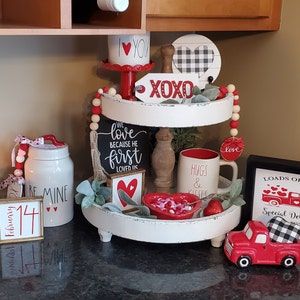 Red & White Valentines Day tiered tray set Mix and match | Etsy