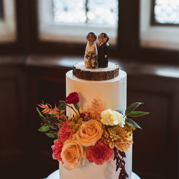 Bride and Groom Wedding Cake Topper Rustic Boho Cake Topper Anniversary ...