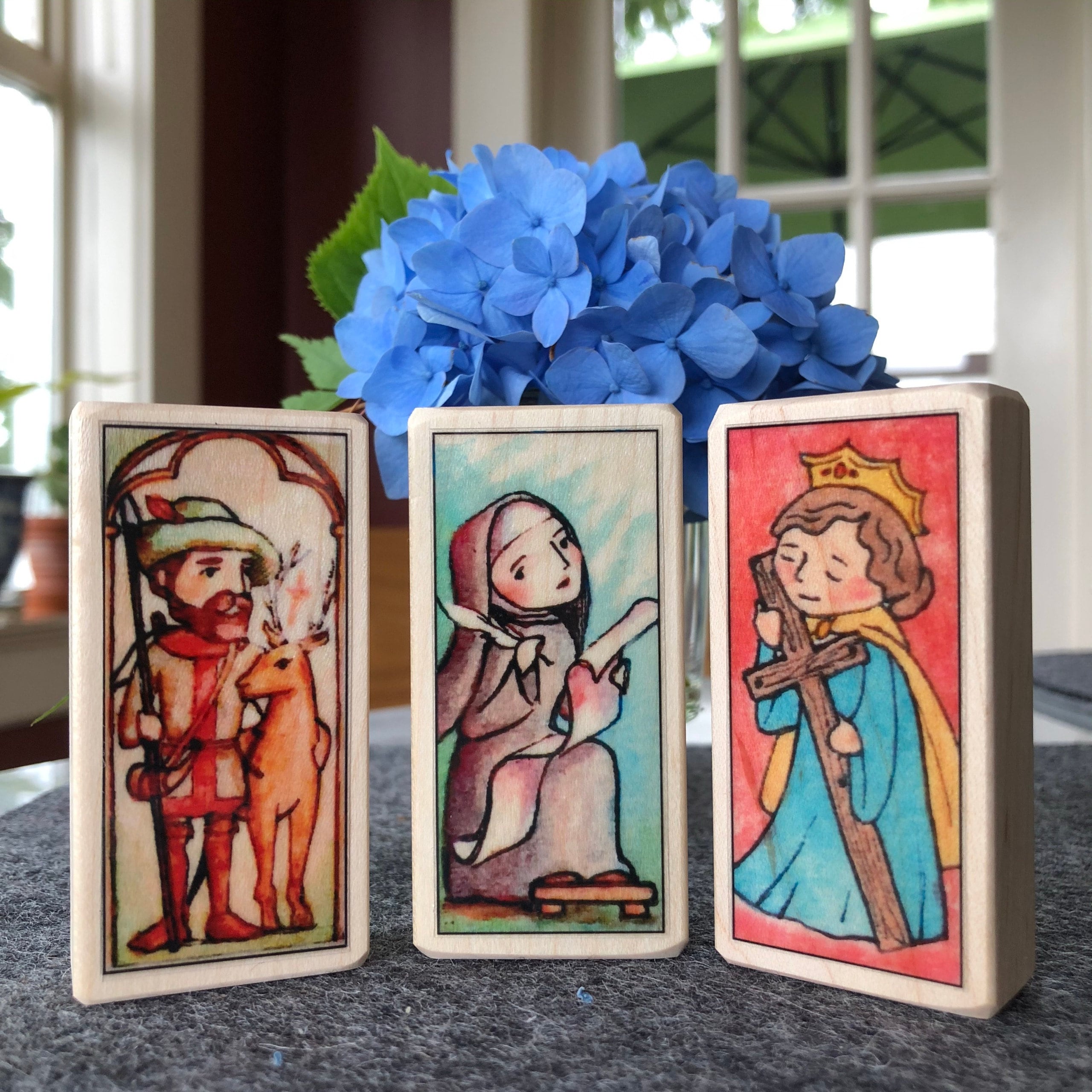 3 Patron Saint blocks of your choice with gift bag // 300+ saints to choose from // Catholic toys by AlmondRod Toys