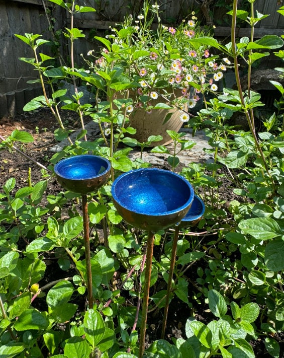 Bee Waterer, Bee Water stations, set of three cups Garden Sculpture