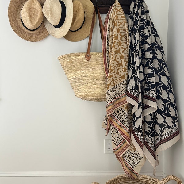 Hand Block Printed Beach Sarong for Women Beach Scarves in Cotton Beach ...