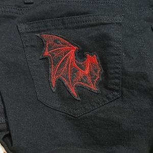 Red Demon Devil Wings Iron on Embroidery Patch Mtcoffinz - Etsy