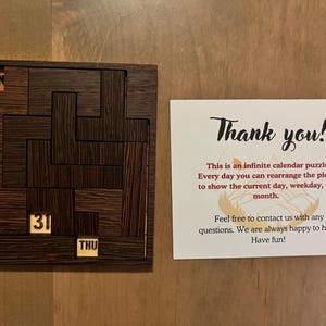 100% Hardwood Daily Calendar Puzzle - 3" x 3.4"