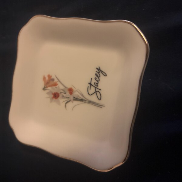 GSORIOP Personalized Jewelry Tray - Custom Ceramic Trinket Dish With Your Photo, Name, Or Logo, Square White