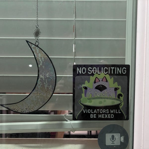 No Soliciting Sign Window Cling Goth (violators Will Be Sacrificed ...