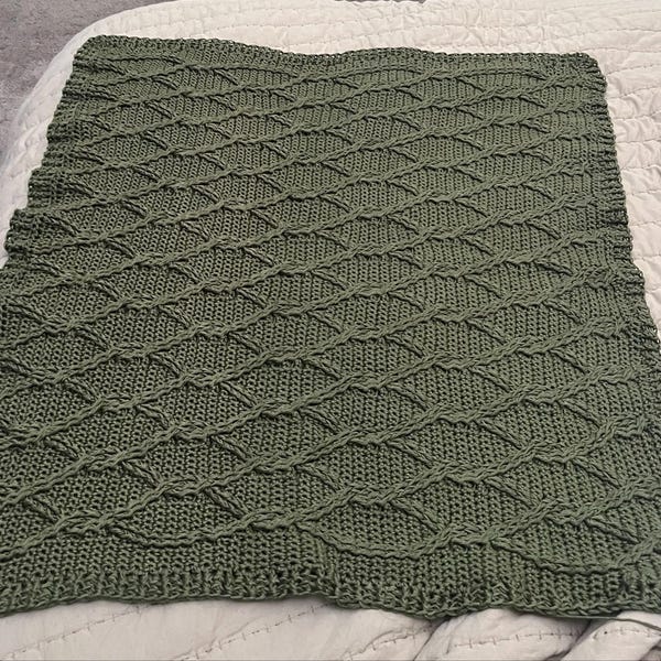 CROCHET PATTERN Aran Green Cables Blanket - Make to Any Size - PDF ...