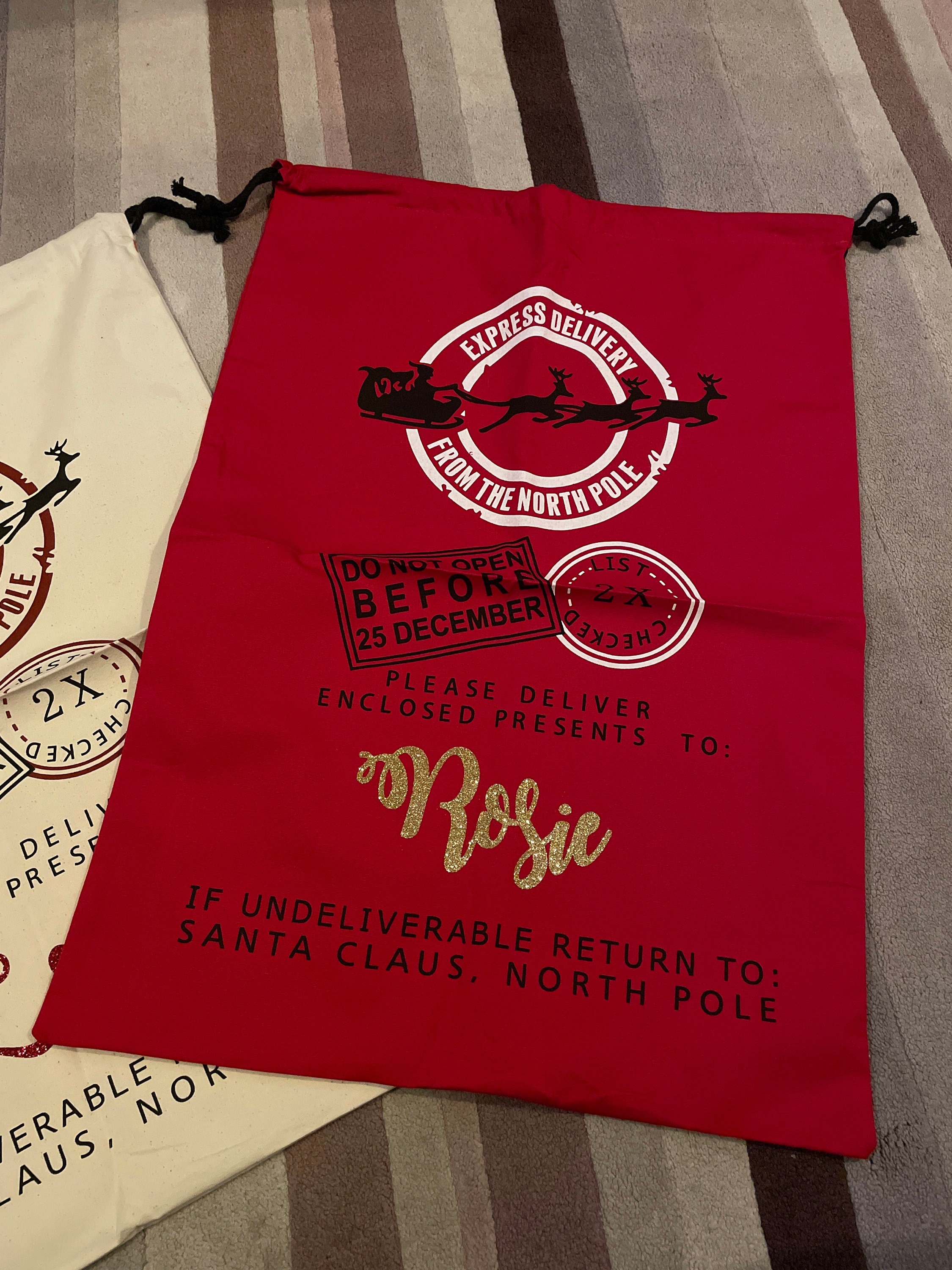EARLY SALE! In stock,  Large Christmas Santa Sack- Personalised Xmas Father Christmas  gift bag