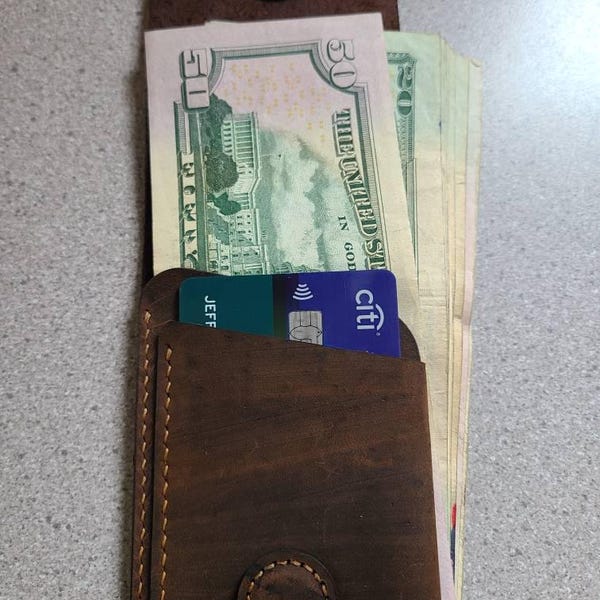 Green - Handcrafted Triangle Mini Leather Wallet