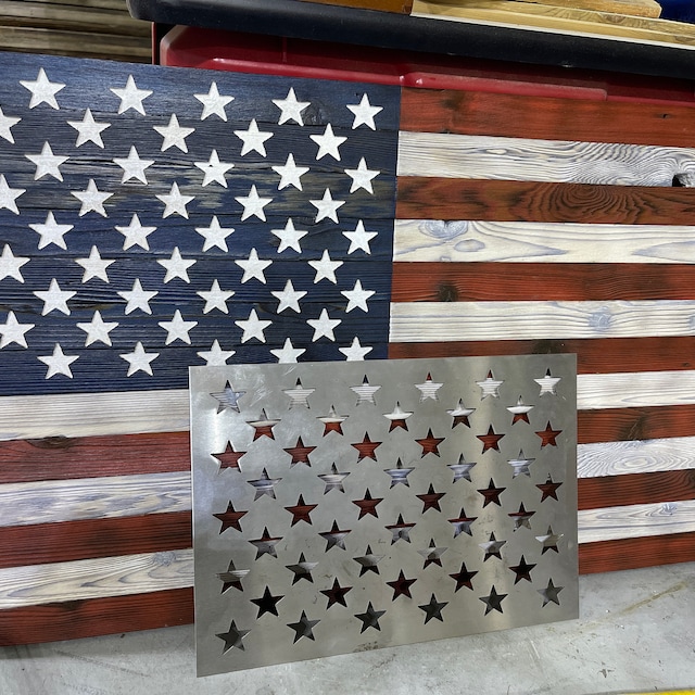 Metal Star Stencil for Wood American Flags, B Ross Stencil