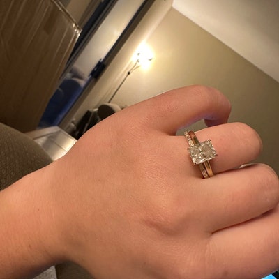 3MM Round Moissanite Open Notch Bubble Set Wedding Matching Band for ...