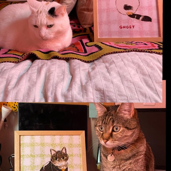 Custom Cat Portrait, Cute Cat Poster, Personalized Badly Drawn Pet Art ...