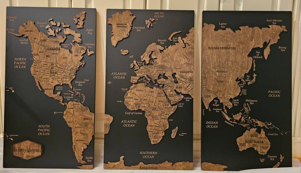 Wooden World Map Wall Art, Push Pin Travel World Map, Large Personalized World Map, Cork World Map Apartment Decor, 5th Anniversary Gift