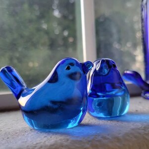 Handblown Etched Cobalt Blue Glass Bird of Happiness - Set of 2 - Etsy