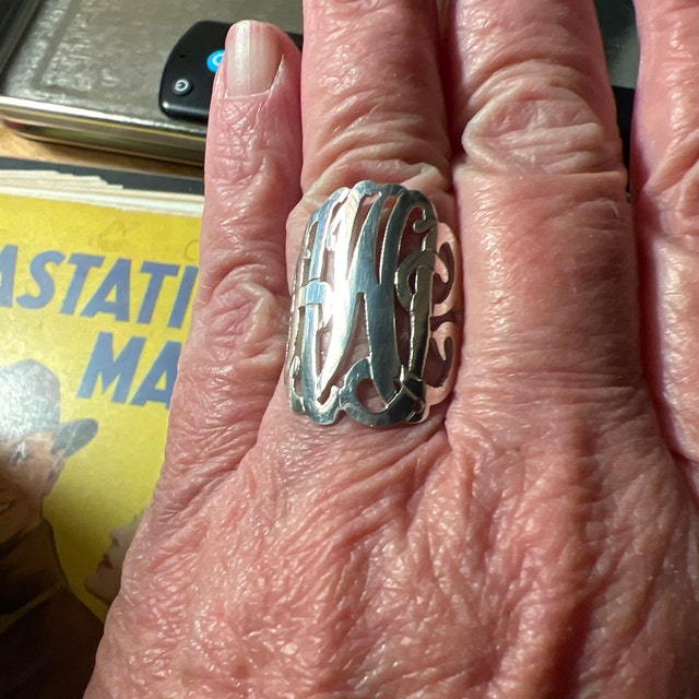 Sterling Silver Monogram Ring / Custom Monogram Ring / Initial