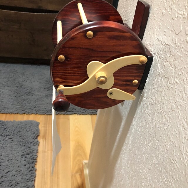Wooden Fishing Reel Toilet Paper Holder 