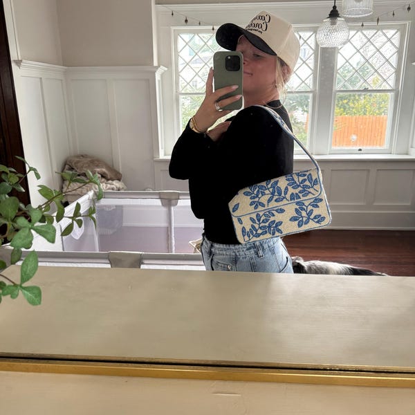 Blushy Flutter Beaded Shoulder Bag