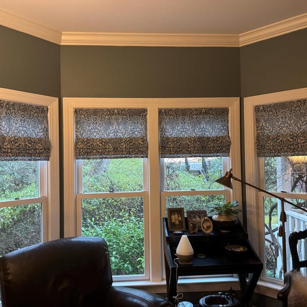 View of Customize Faux Roman Shades, Window Valance, Botanical Bohemian - Etsy