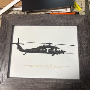 MH-60 ブラックホーク、アメリカ陸軍航空隊（SOAR）の水彩画、8x10