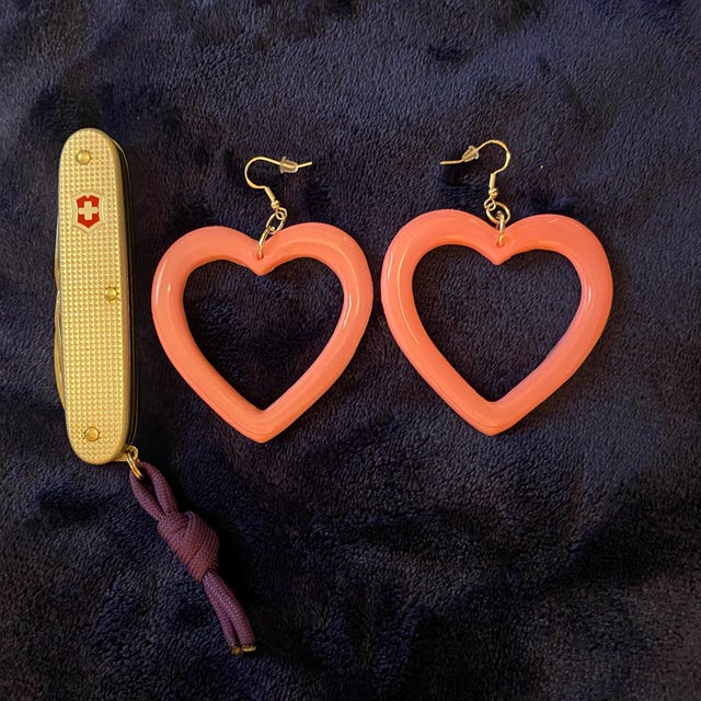 Big Heart Earrings / Cute Pink Earrings / Statement Earrings
