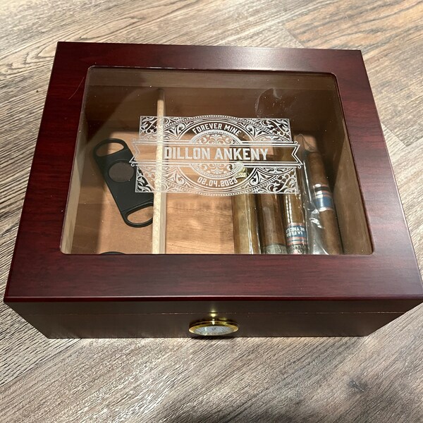 Custom Engraved Glass Top Cigar Humidor - Personalized Humidor Box is a ...
