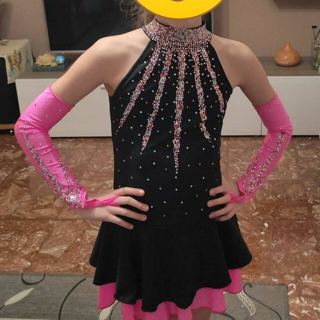 black and pink figure skating dress IceDress Figure Skating Dress