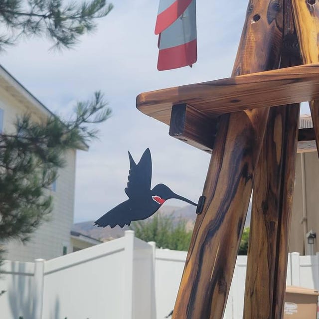 Ruby Throated Hummingbird Metal Steel Garden Yard Art - Free