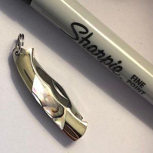 Knife Necklace W/ Abalone or Mother of Pearl Handle 27 Brass Chain ...