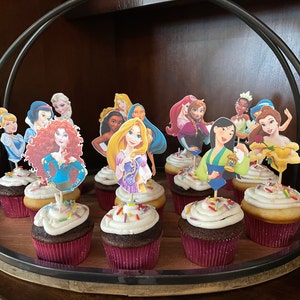 12 Disney Princess Cupcake Toppers Disney Princesses Cupcake - Etsy