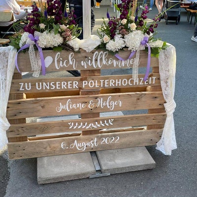 Palettenaufkleber Hochzeit, Willkommen Hochzeit, Willkommenschild