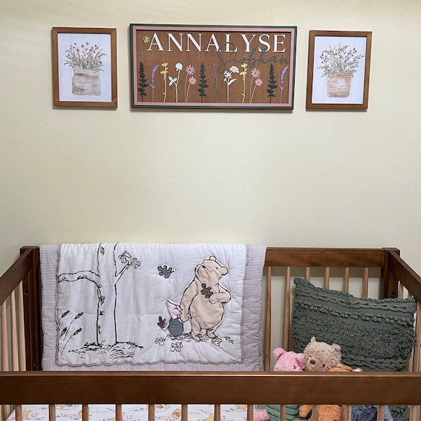 Wildflowers Nursery Sign Personalized, Wood Name Sign for Nursery - Etsy