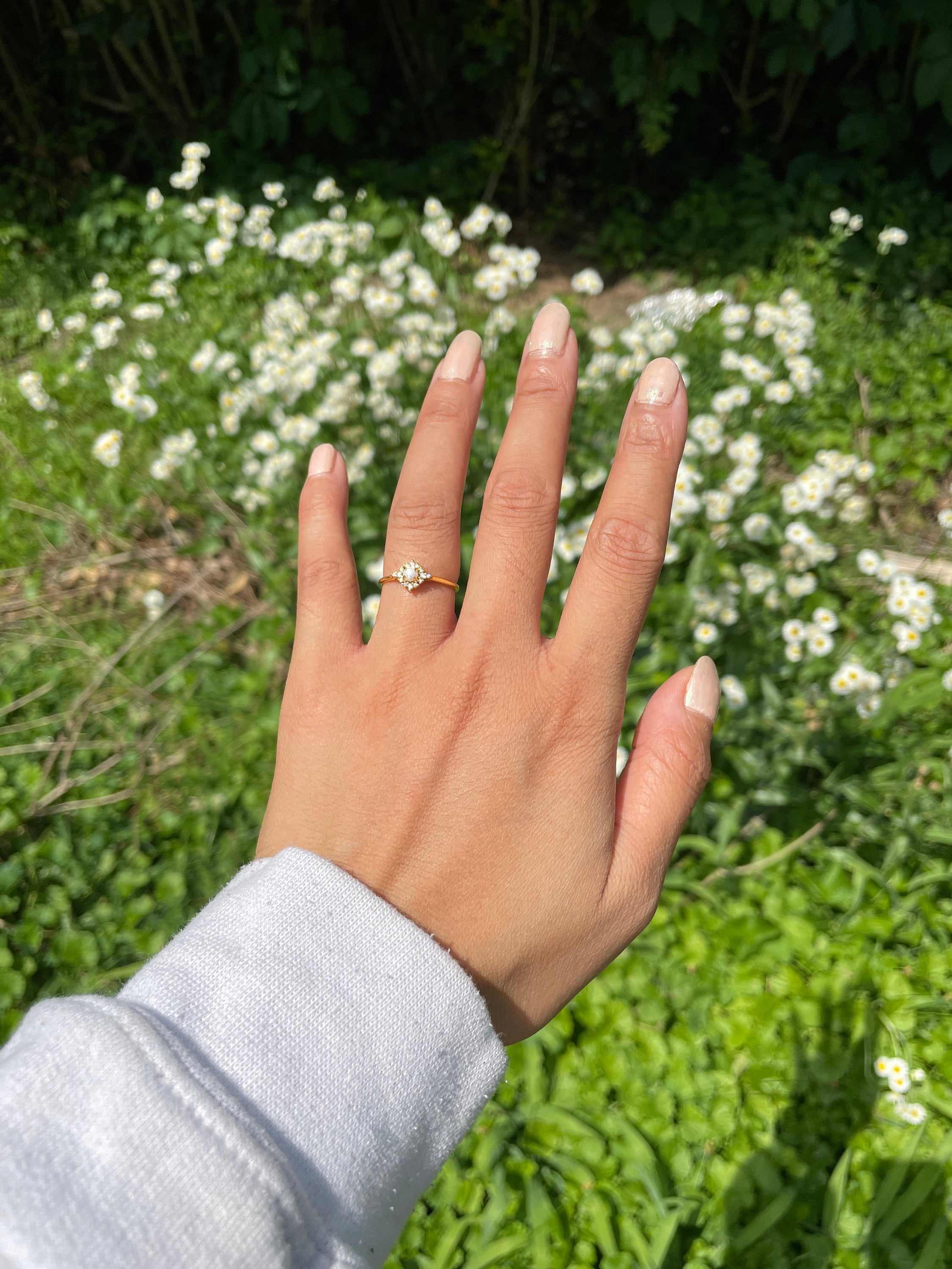Pearl Diamond Stacking Rings by Caitlyn Minimalist • Dainty Gold Pearl Rings • Diamond Stackable Rings Set • Maid of Honor Gift for Her