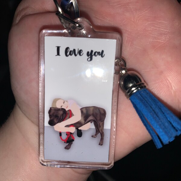 Custom Digital Portrait Keychain, Keychain With Photo, Keychain With ...